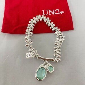 Uno De 50 Silver Tone Eclipse Blue Crystals Charms Beaded Bracelet